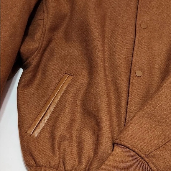 New Nike Air Varsity Jacket Wool Leather Tan Brown FZ1168 281 Men's Large Tall - Picture 6 of 8